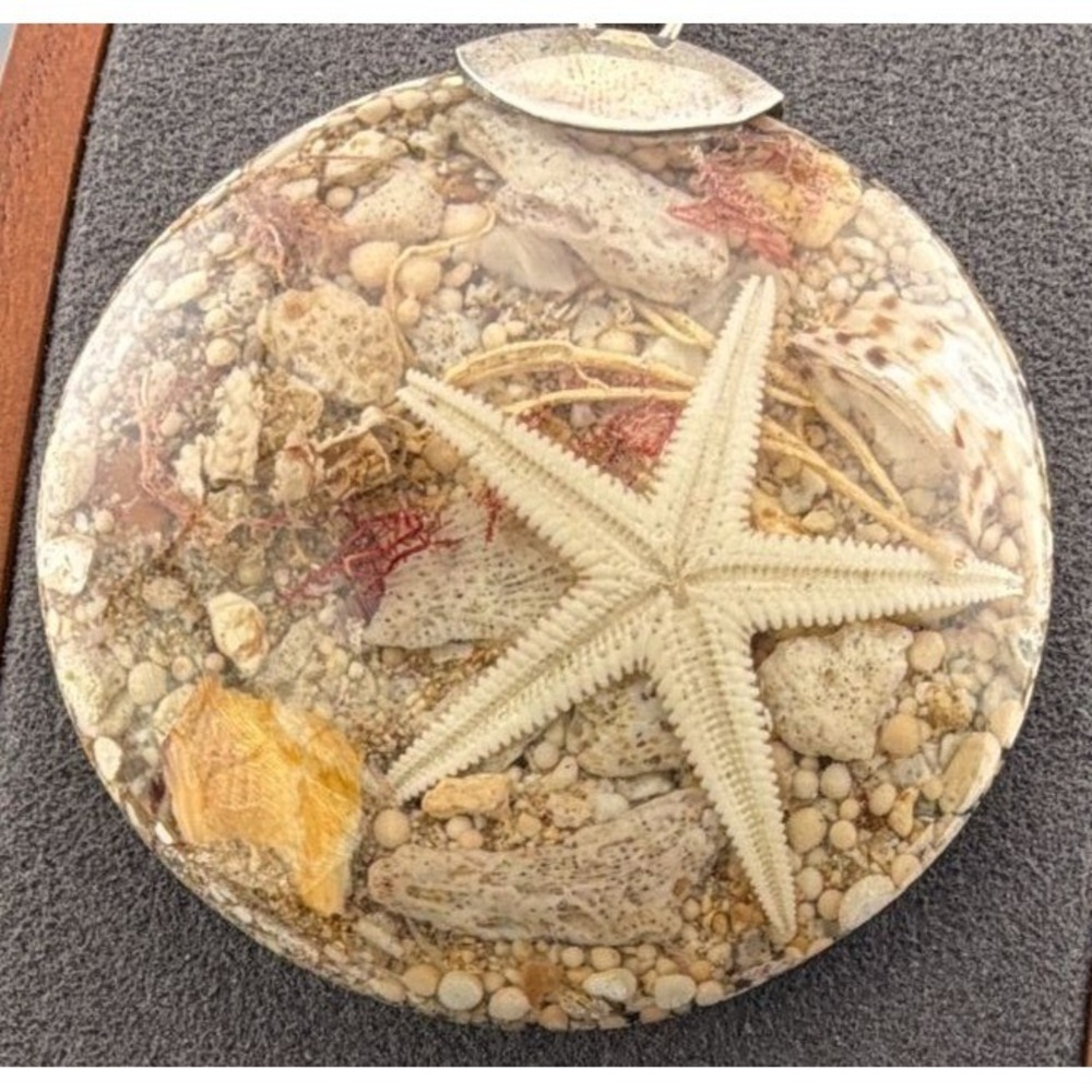 Vintage Ocean Scene Pendant Necklace Sterling Silver Chain Sea Shore 18"